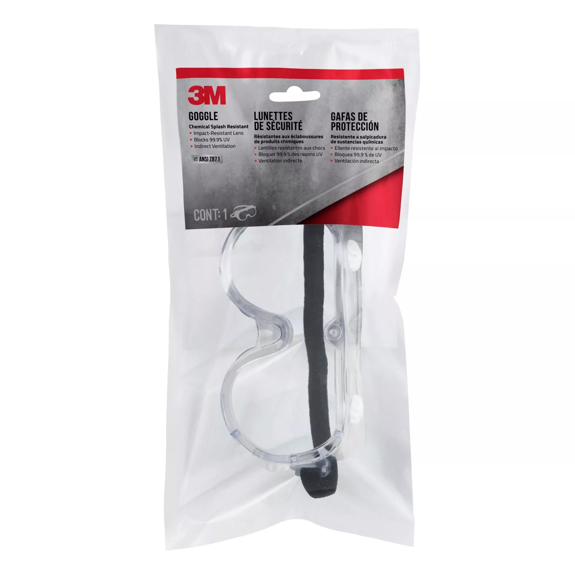 3M™ Chemical Splash/Impact Goggle, 91252-80024
