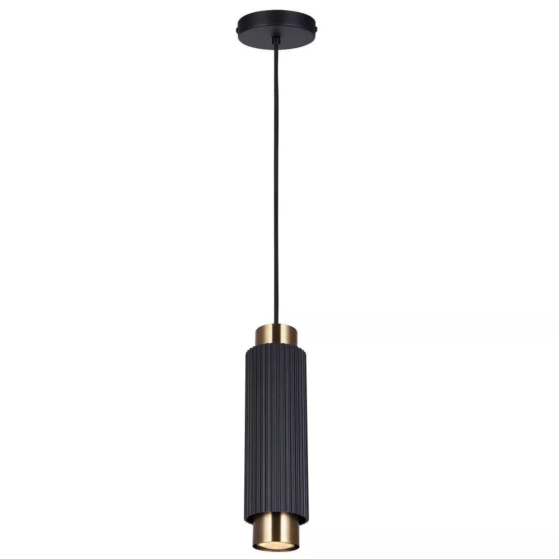 Ceiling Light - Canarm COHEN Matte Black & Gold Single Pendant Light, IPL1231A01BKG10