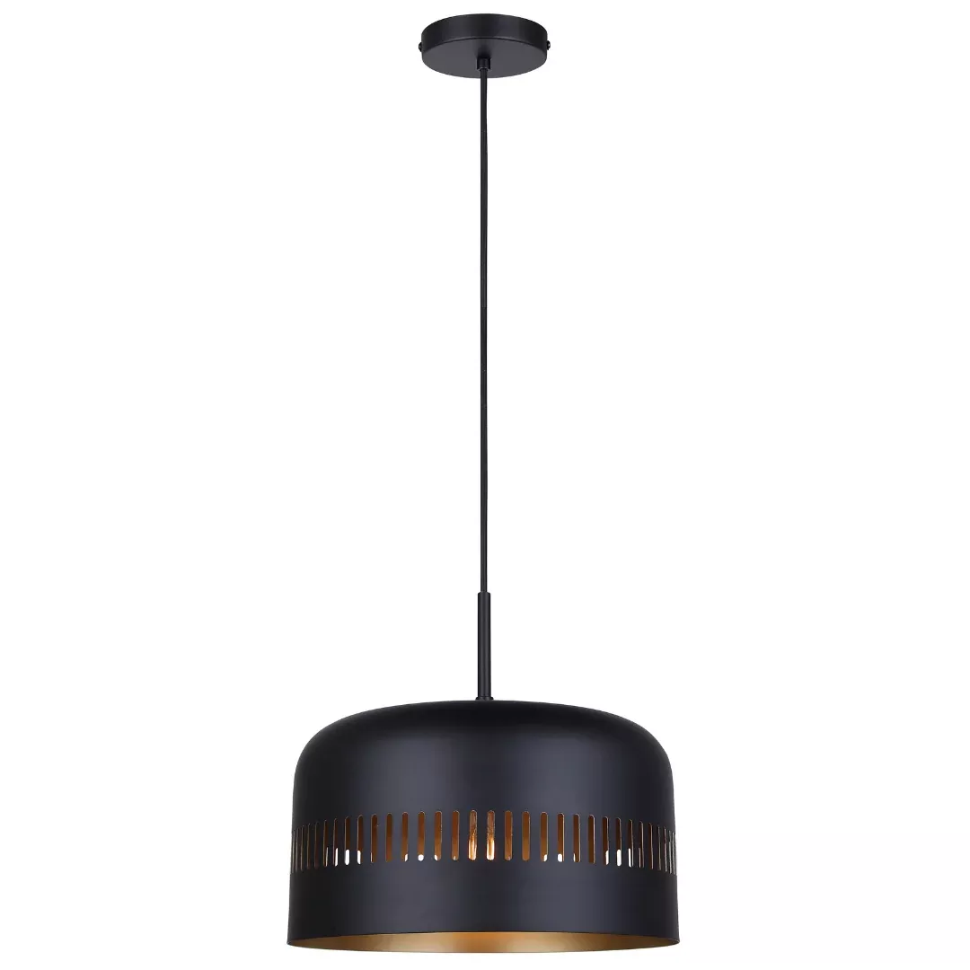 Ceiling Light - Canarm MILES Matte Black & Gold 13" Pendant Light, IPL1207A01BK