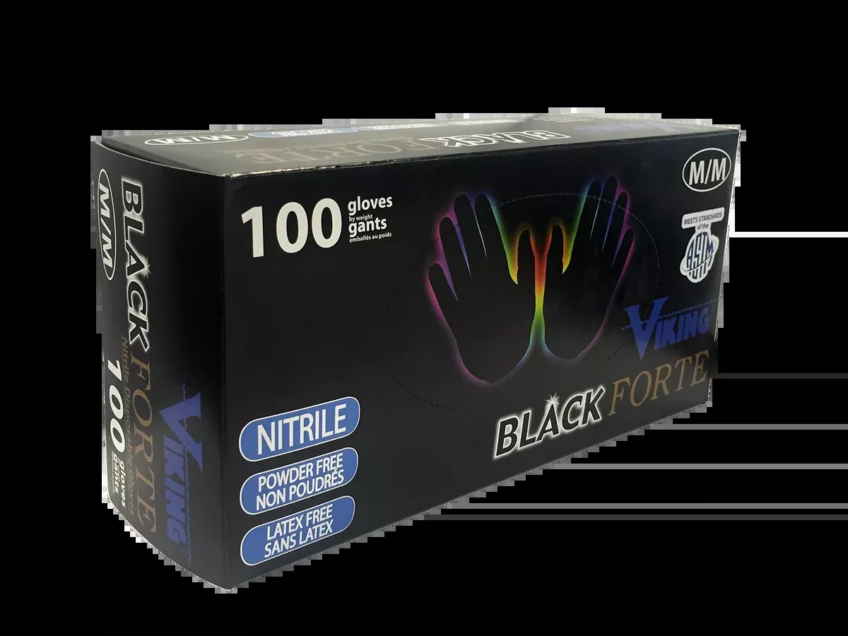 Disposable Gloves - Viking Black Forte™ 6 Mil Nitrile Disposable Gloves (Box of 100), 34605