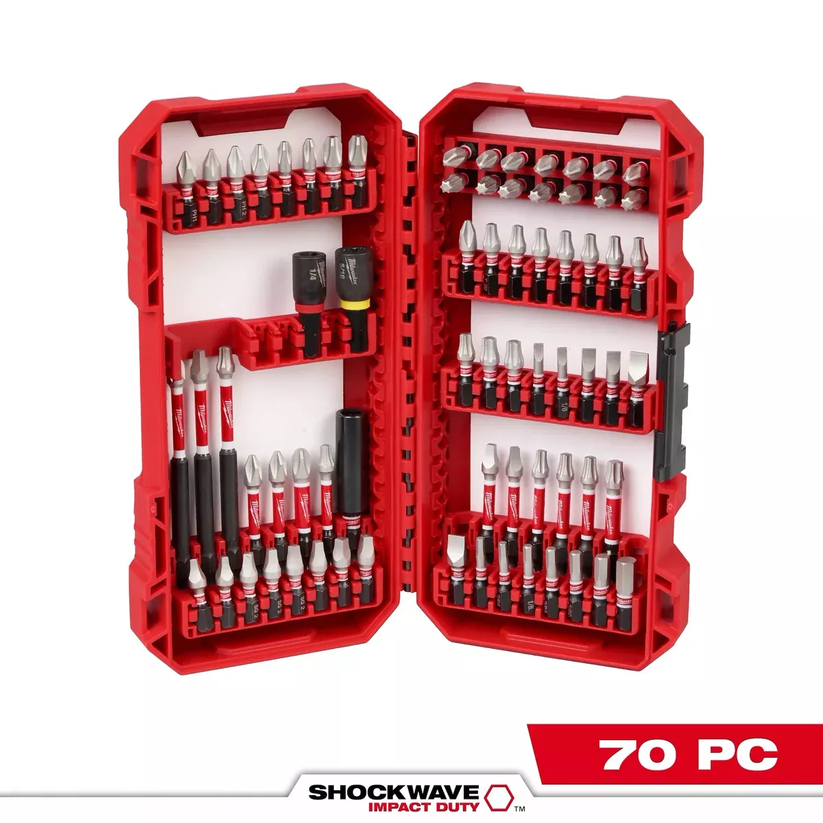 Drill Bit Set - Milwaukee 70PC SHOCKWAVE™ Impact Duty Driver Bit with PACKOUT™, 48-32-5151