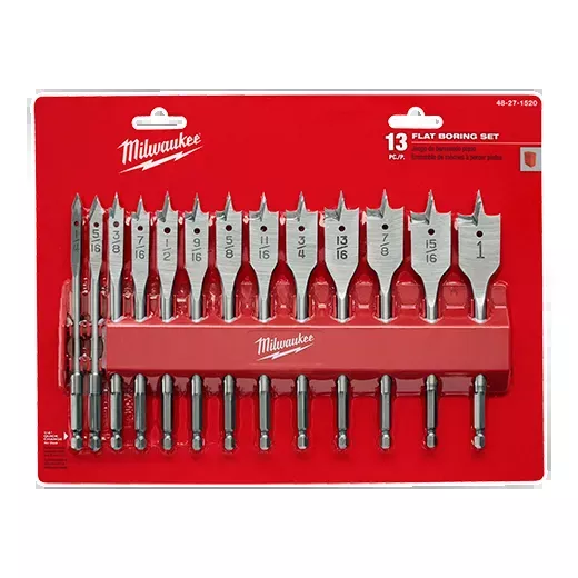 Drill Bits - Milwaukee 13PC Flat Boring Bit Set, 48-27-1520