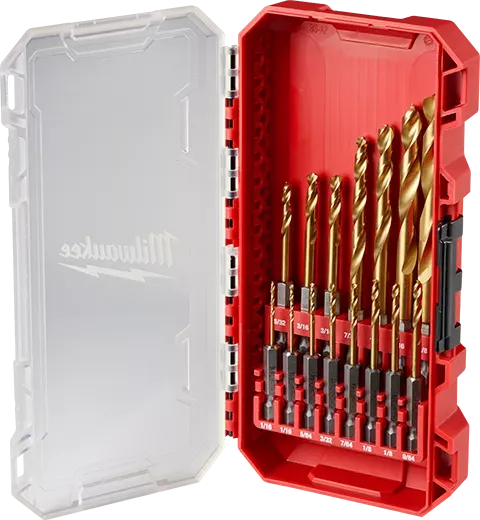 Drill Bits - Milwaukee SHOCKWAVE Impact Duty™ RED HELIX™ Titanium Drill Bit Set - 15PC, 48-89-4670
