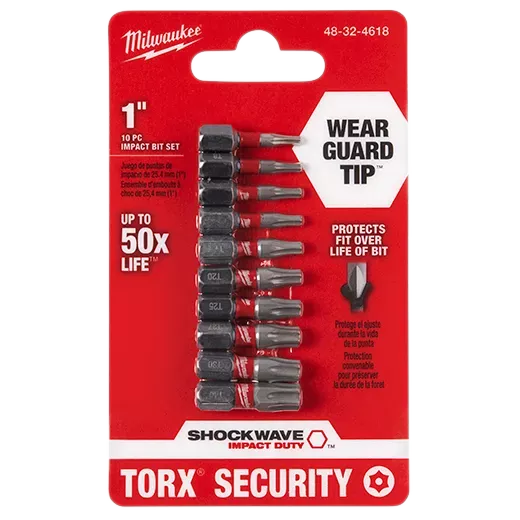 Drill Bits - Milwaukee SHOCKWAVE™ Torx Security Insert Bit Set - 10PC, 48-32-4618