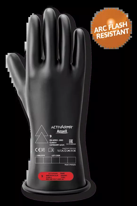 Electrical Insulating Gloves - Ansell ActivArmr Electrical Insulating Gloves, 11", Class 00, RIG0011B/ RIG0011R/ RIG0011Y