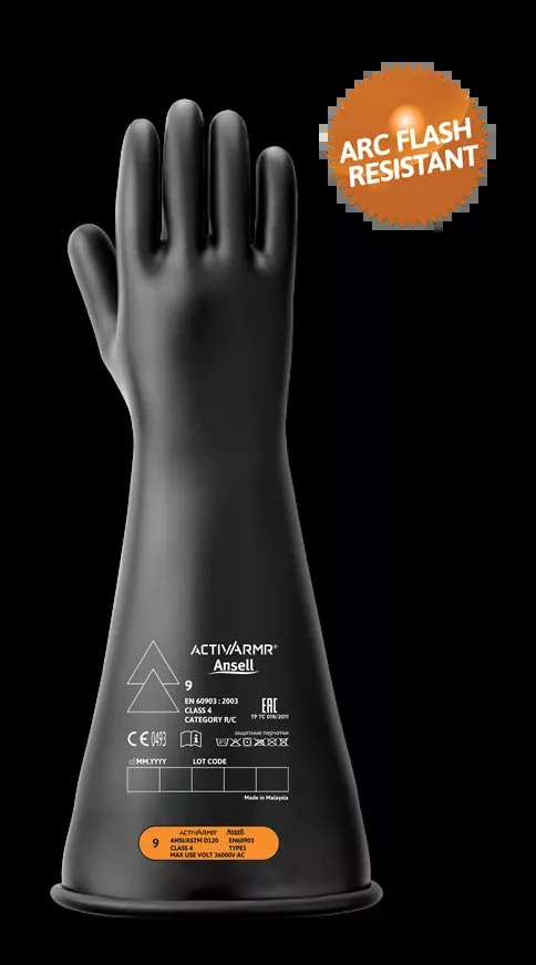 Electrical Insulating Gloves - Ansell ActivArmr Electrical Insulation Gloves, 18", Class 2, RIG218YBCC