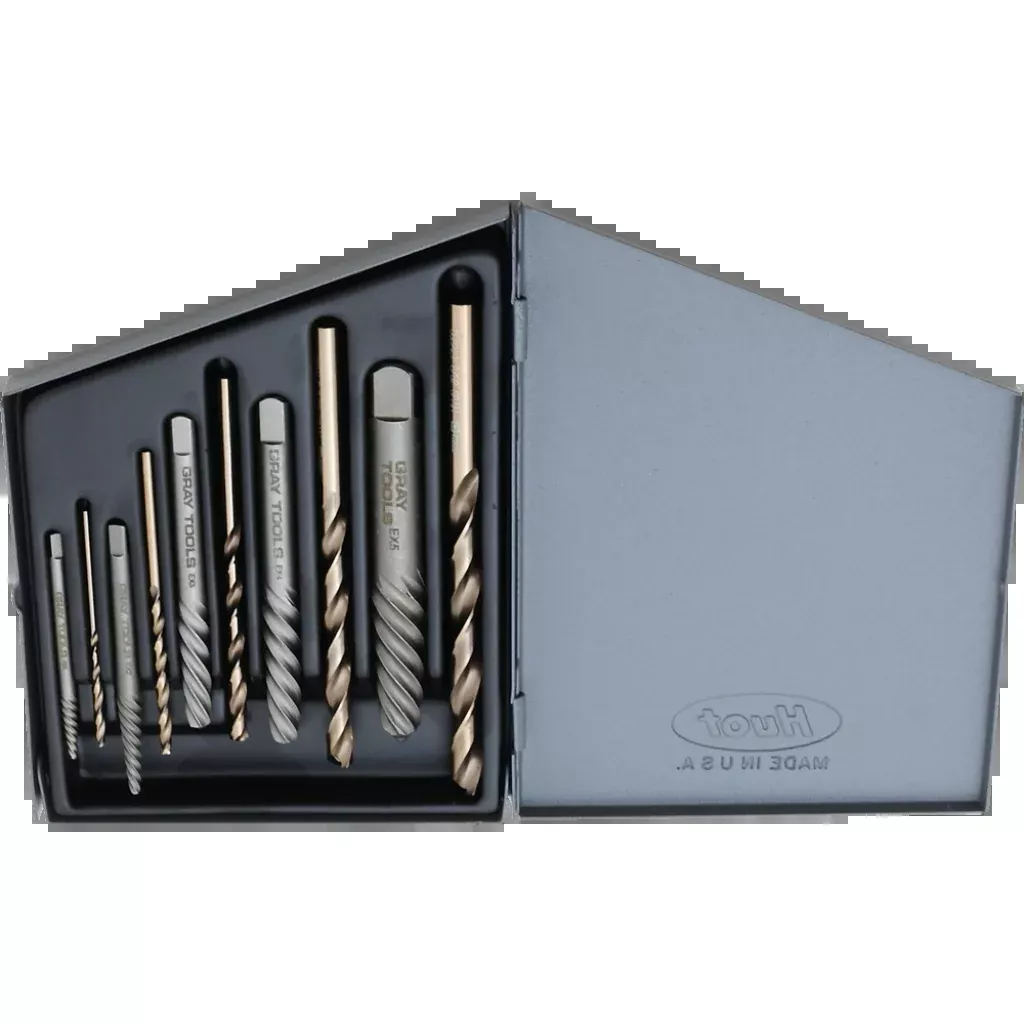 Extractor Set - Gray Tools 10 Piece Combination Screw Extractor & Drill Set, SE1410