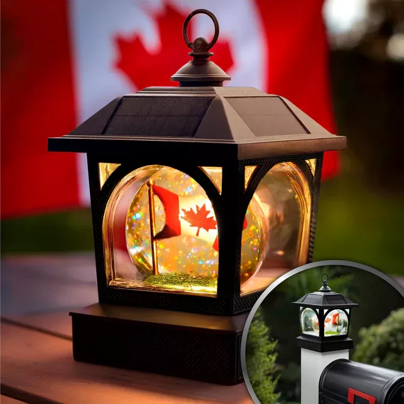 Fence Post Cap - Classy Caps Canadian Patriot Solar Table Lantern/Post Cap, SLG997CA