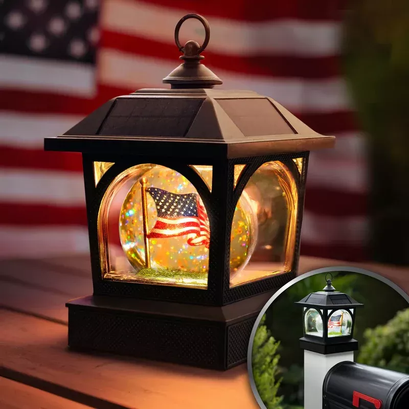 Fence Post Cap - Classy Caps USA Patriot Solar Table Lantern/Post Cap, SLG997US
