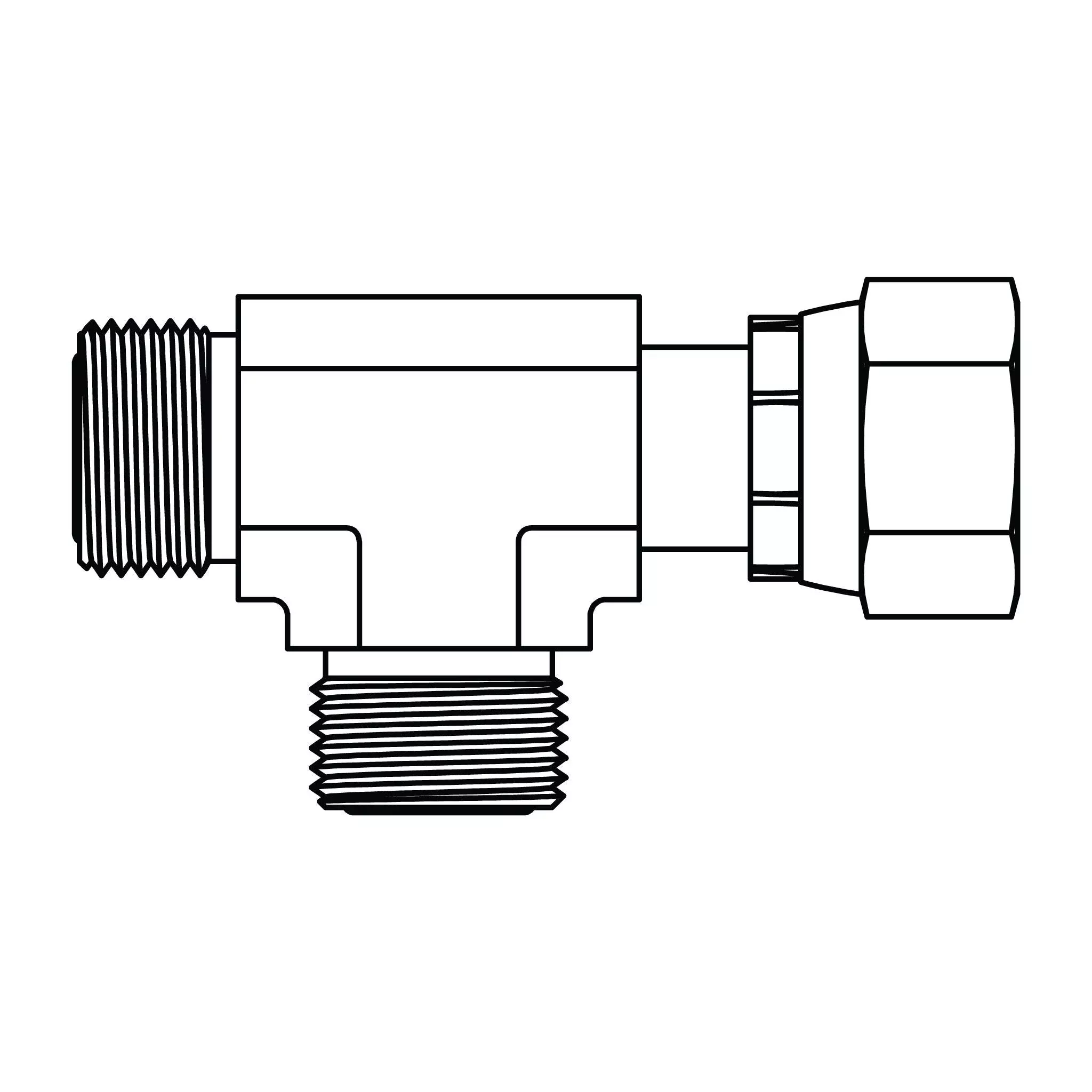 FF6602-12-12-12 ORFS to ORFS Swivel Run Tee