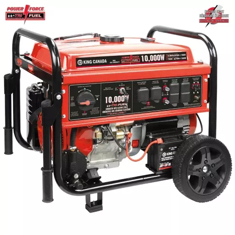 Generator - King Canada 10,000W Tri-Fuel Generator with Electric Start, KCG-10002GE-TF
