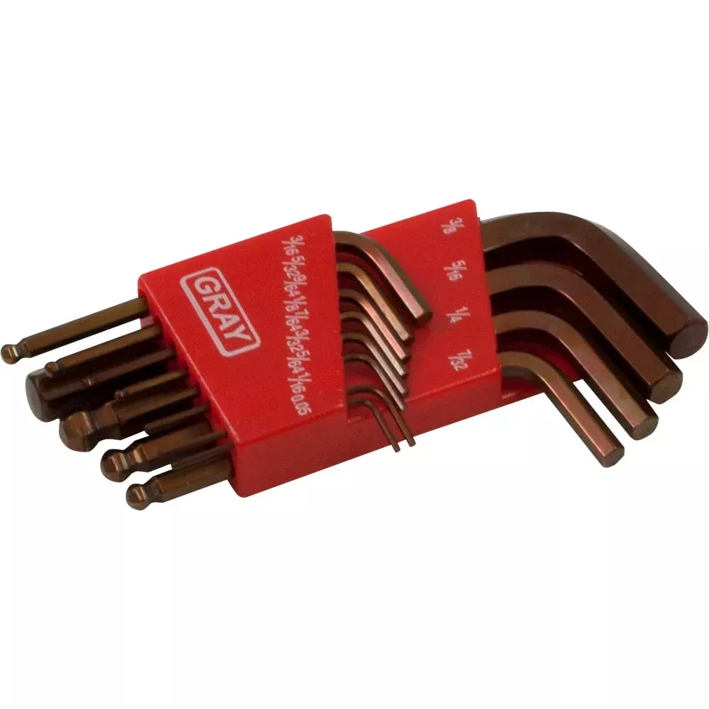 Hex Key - Gray Tools 13 Piece SAE Ball End Short Hex Key Set, 698113