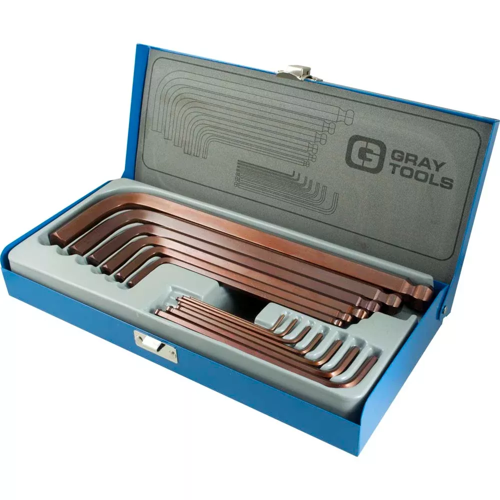 Hex Key - Gray Tools 13 Piece SAE Long Arm Ball Hex Key Set, 698513