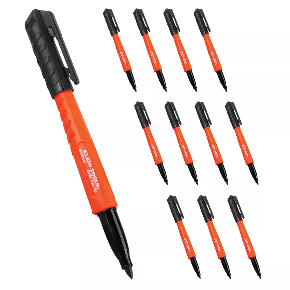 Markers - Klein Tools Skribes™ Fine Tip Black Permanent Markers (Pack of 12), 8610112