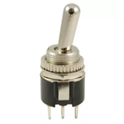 NTE Electronics 54-722 SWITCH TOGGLE SPDT 6A 125VAC ON-NONE-ON METAL BAT HANDLE