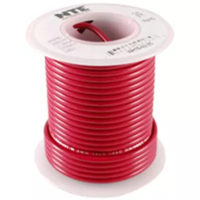 NTE Electronics WH612-02-100 HOOK UP WIRE 600V STRANDED 12 GAUGE RED 100'