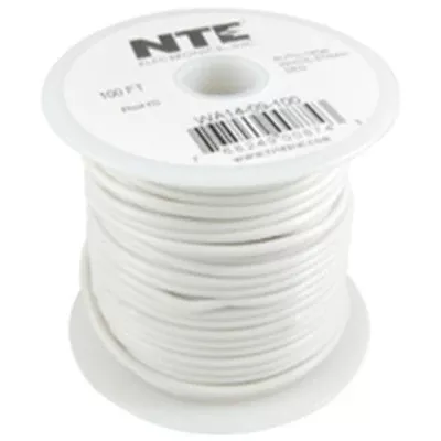 NTE ElectronicsWA16-09-100 HOOK UP WIRE AUTO 16 GAUGE WHITE STRANDED 100'