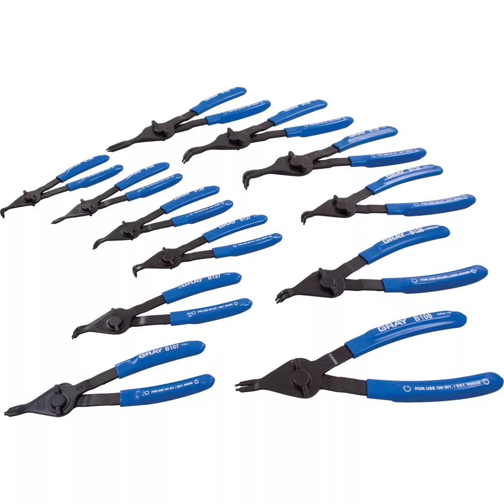 Plier Set - Gray Tools 12 Piece Convertible Snap Ring Plier Set - Convertible Internal/External - Fixed Tip; B111