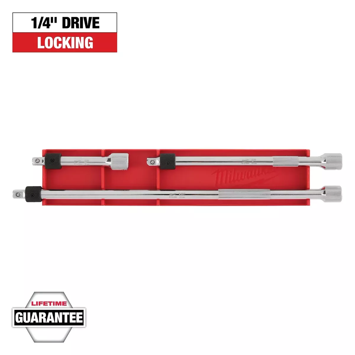 Socket Extension Set - Milwaukee 3pc 1/4” Drive Locking Extension Set, 48-22-9360