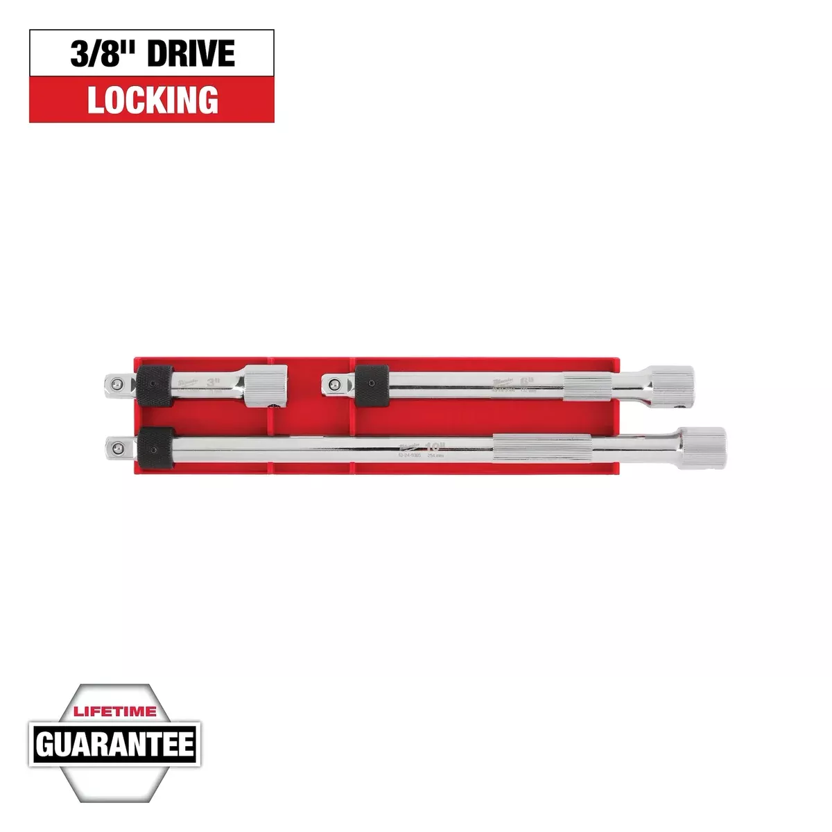Socket Extension Set - Milwaukee 3pc 3/8” Drive Locking Extension Set, 48-22-9361