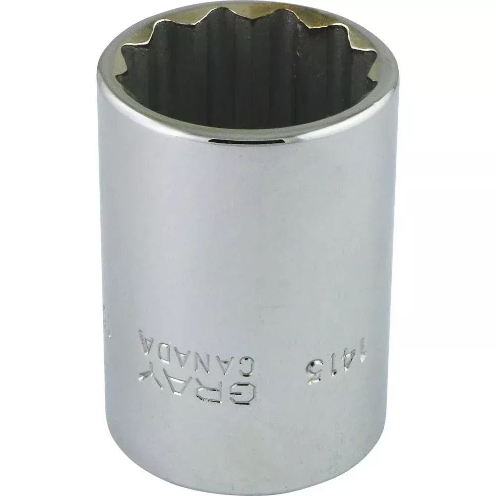 Socket - Gray Tools 1/2" Drive 15/16" Hex 12 Point Standard Length Socket, 1415