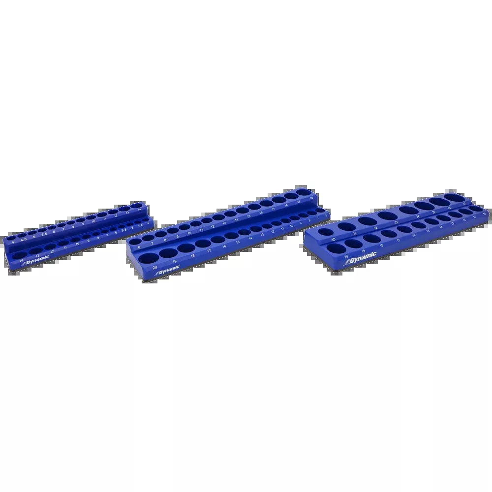 Socket Organizer - Dynamic Tools 3 Piece Magnetic Metric Socket Organizer Set (1/4", 3/8", & 1/2" Drive), D029200