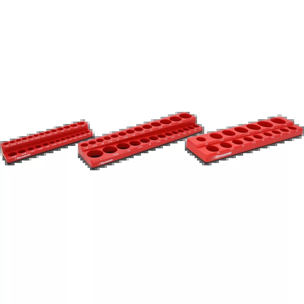Socket Organizer - Dynamic Tools 3 Piece Magnetic SAE Socket Organizer Set (1/4", 3/8", & 1/2" Drive), D029100