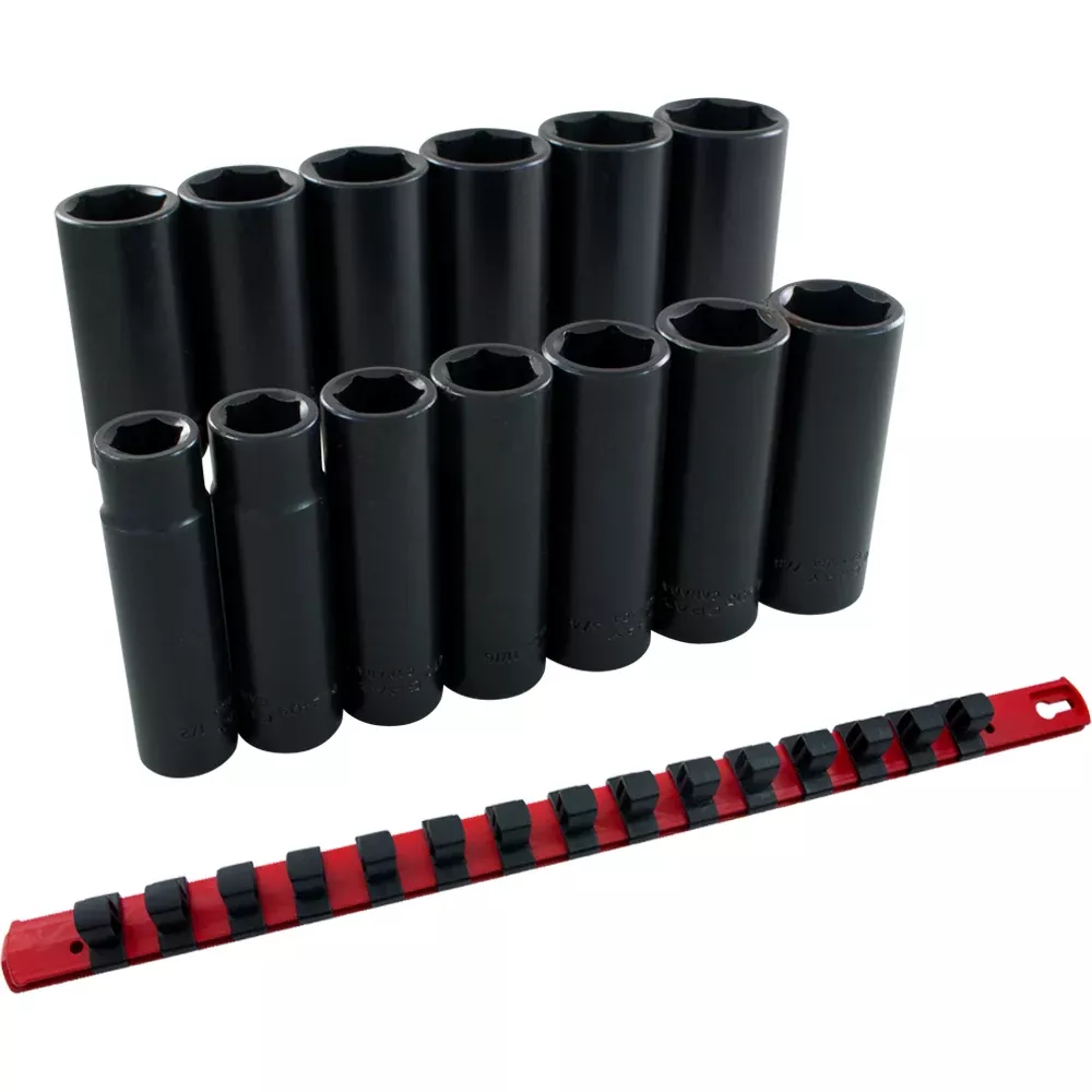 Socket Set - Gray Tools 1/2" Dr. 13 Piece 6 Point SAE Deep Impact Socket Set, PL13T