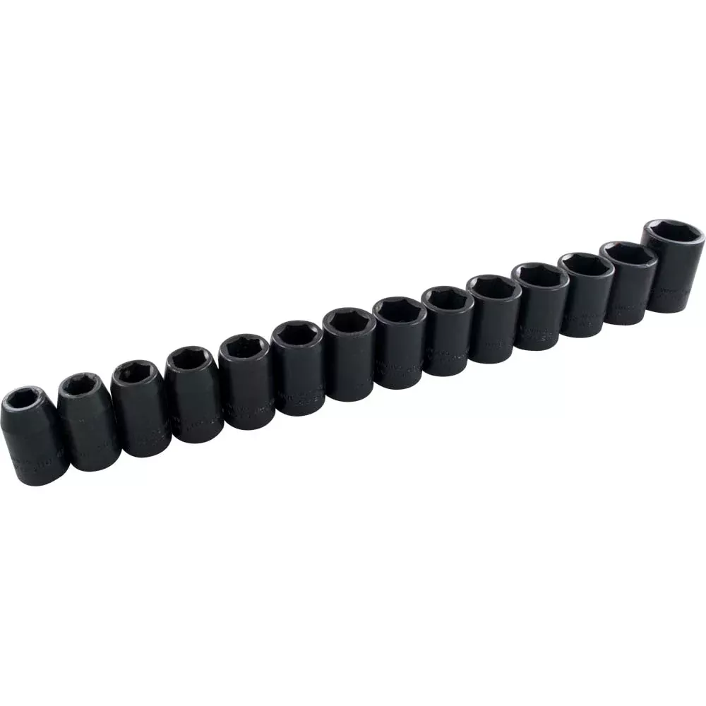 Socket Set - Gray Tools 1/2" Dr. 14 Piece 6 Point Metric Impact Socket Set, 39014