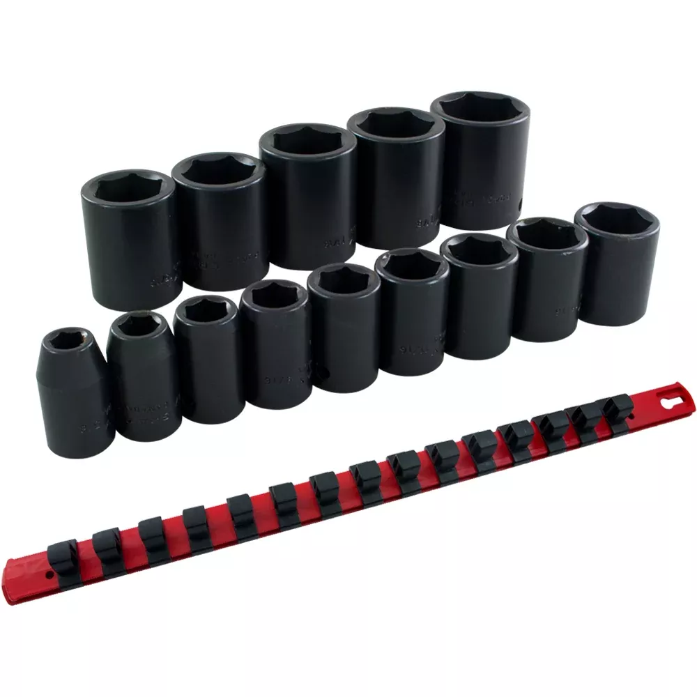 Socket Set - Gray Tools 1/2" Dr. 14 Piece 6 Point Standard SAE Impact Socket Set, 35064