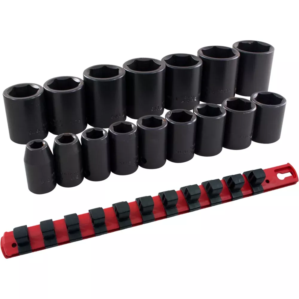 Socket Set - Gray Tools 1/2" Dr. 16 Piece 6 Point Standard SAE Impact Socket Set, 35066