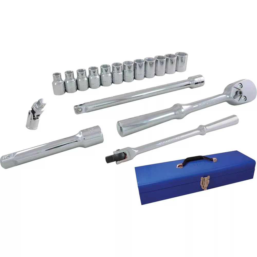 Socket Set - Gray Tools 1/2" Dr. 17 Piece 6 Point Standard Metric Socket Set, 39017