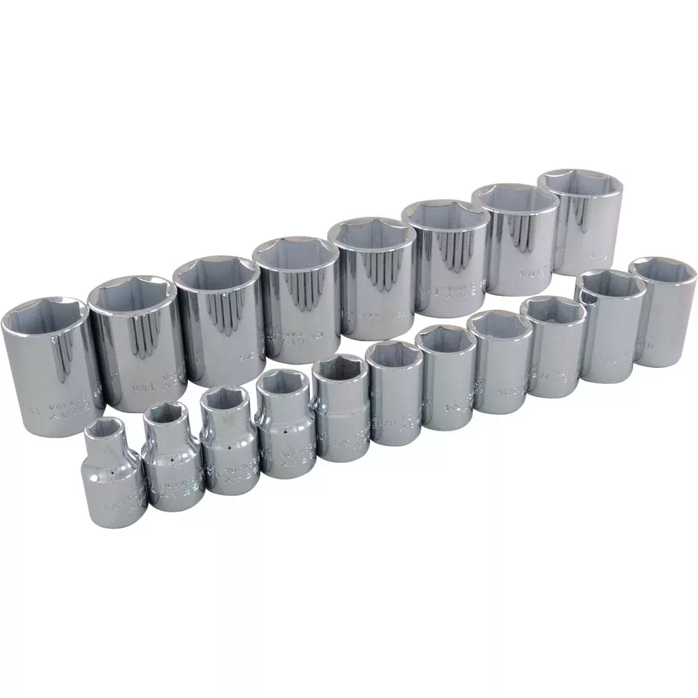 Socket Set - Gray Tools 1/2" Dr. 19 Piece 6 Point Standard SAE Socket Set, 35020