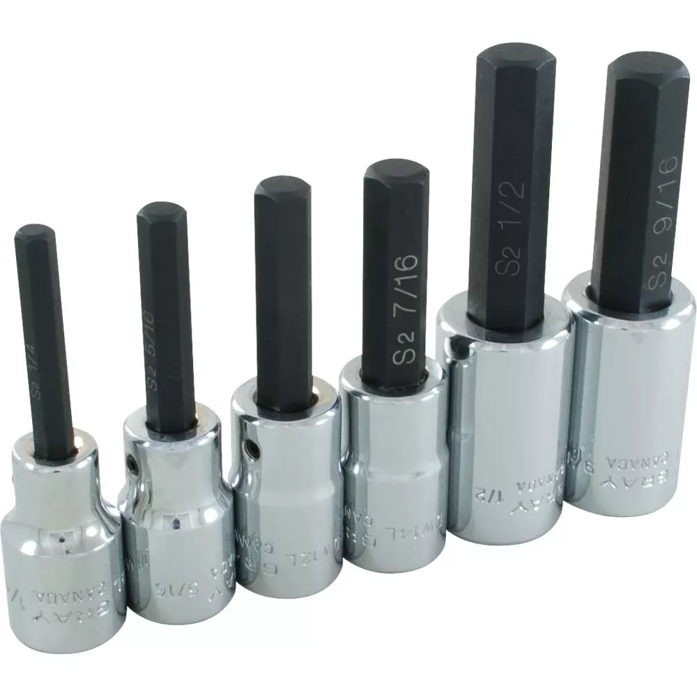 Socket Set - Gray Tools 1/2" Dr. 6 Piece Hex Head SAE Socket Set, 35606