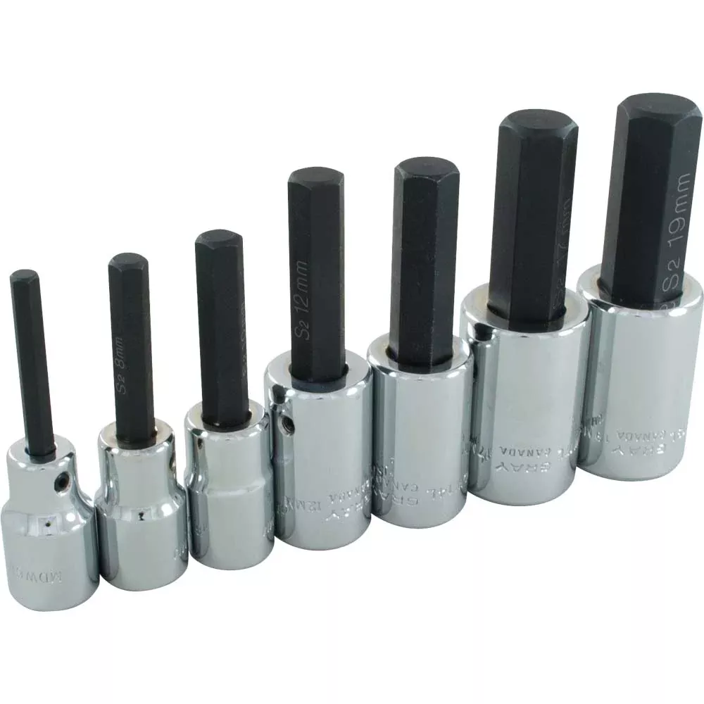 Socket Set - Gray Tools 1/2" Dr. 7 Piece Hex Head Metric Socket Set, MDW7LCP
