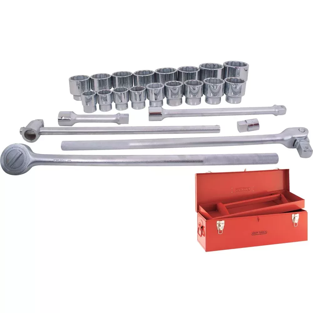 Socket Set - Gray Tools 1" Dr. 24 Piece 12 Point Standard SAE Socket Set, XH25