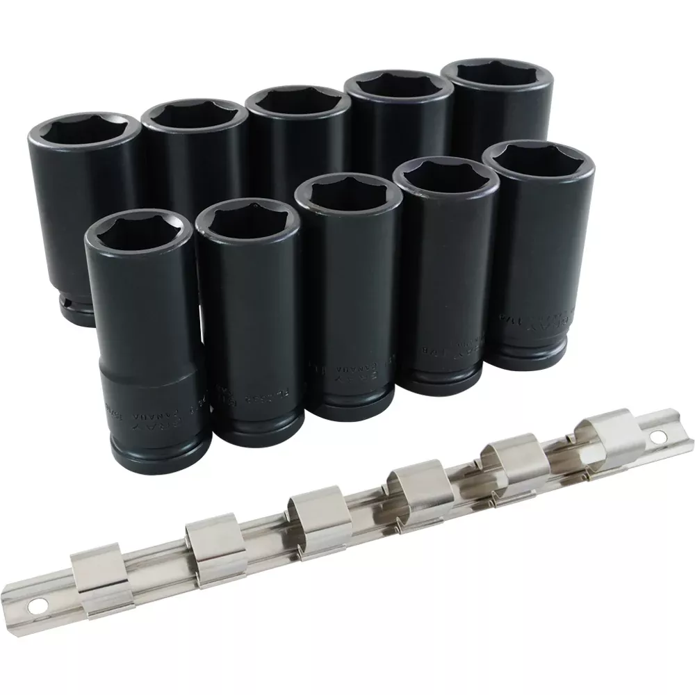 Socket Set - Gray Tools 3/4" Dr. 10 Piece 6 Point Deep SAE Impact Socket Set, 45260