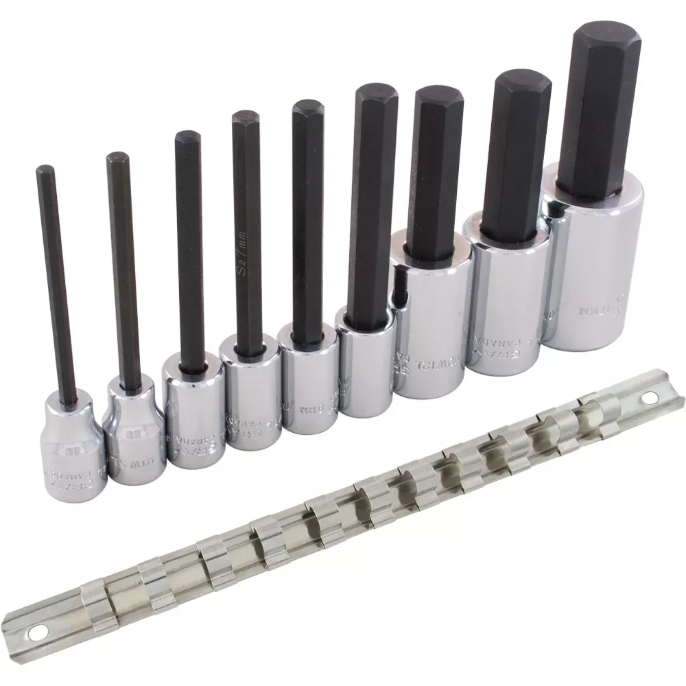 Socket Set - Gray Tools 3/8" & 1/2" Drive 9 Piece Metric Hex Head Socket Set, 29609