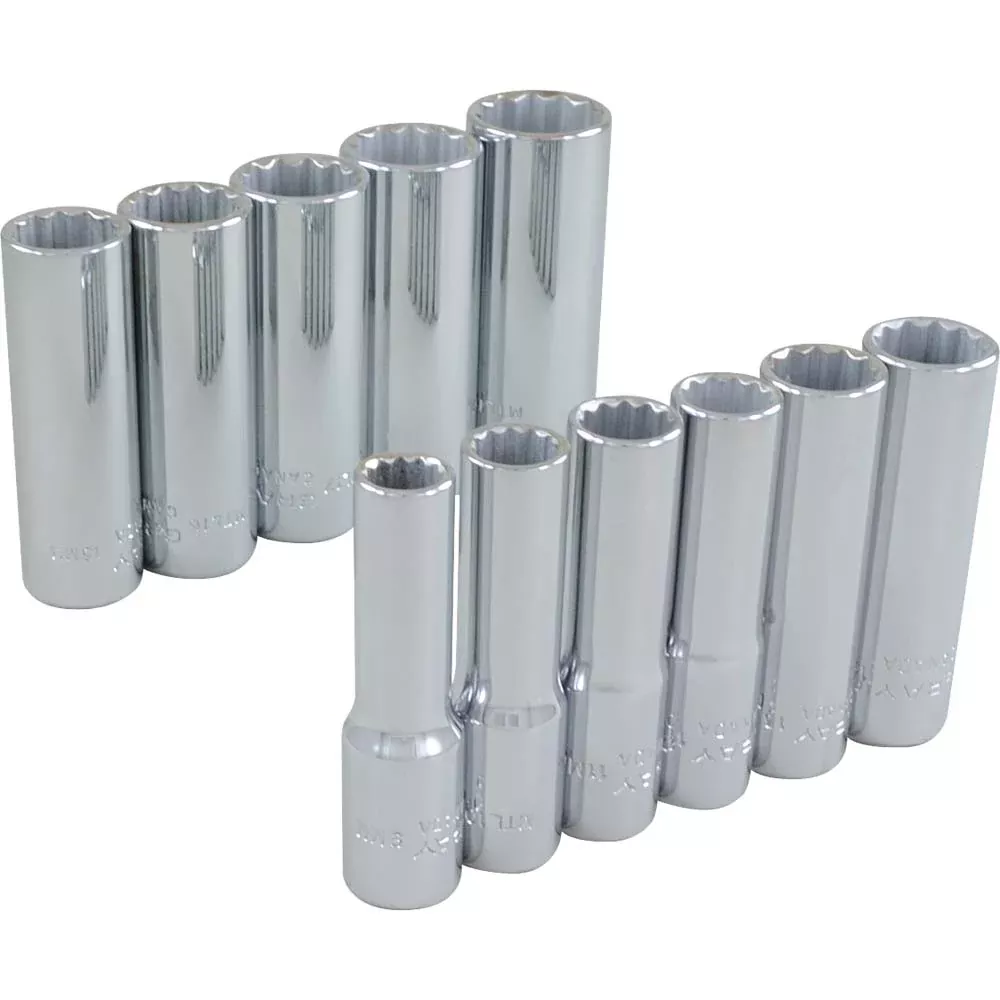 Socket Set - Gray Tools 3/8" Dr. 11 Piece 12 Point Deep Metric Socket Set, 29311