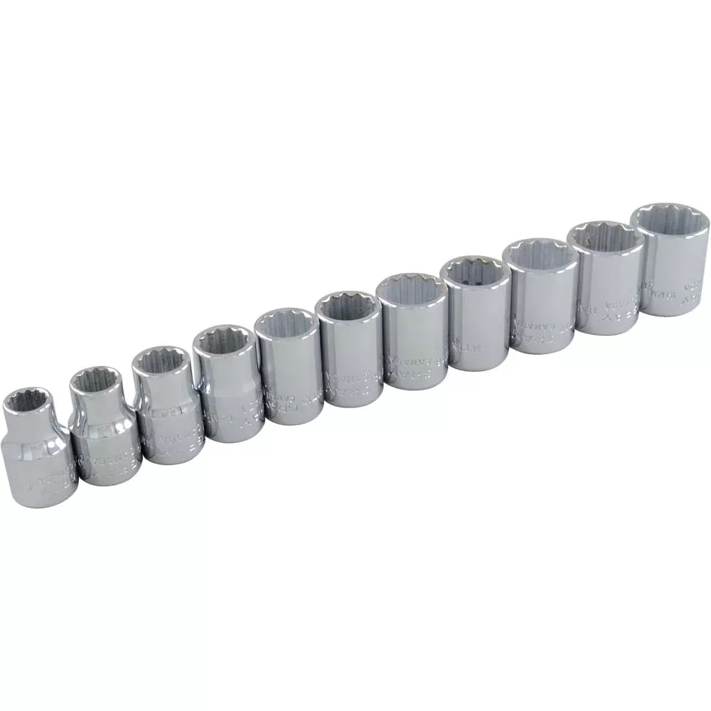 Socket Set - Gray Tools 3/8" Dr. 11 Piece 12 Point Standard Metric Socket Set, 29111