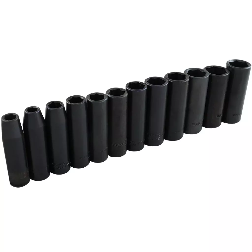 Socket Set - Gray Tools 3/8" Dr. 12 Piece 6 Point Deep Metric Impact Socket Set, 29622