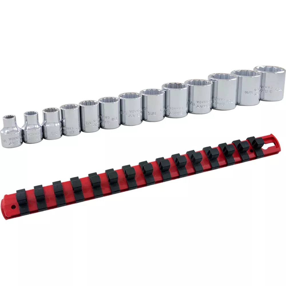 Socket Set - Gray Tools 3/8" Dr. 13 Piece 12 Point Standard SAE Socket Set, 25113