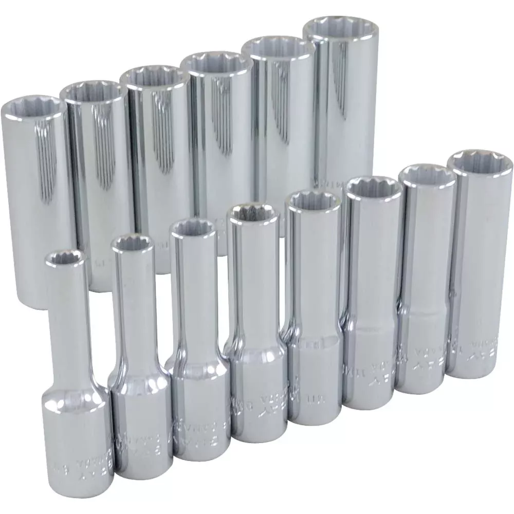 Socket Set - Gray Tools 3/8" Dr. 14 Piece 12 Point Deep Metric Socket Set, 29314