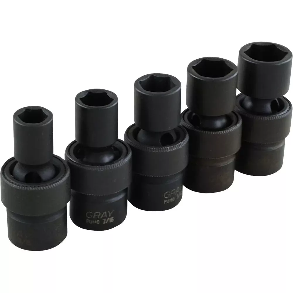 Socket Set - Gray Tools 3/8" Dr. 5 Piece 6 Point SAE Impact Universal Joint Socket Set, 25805