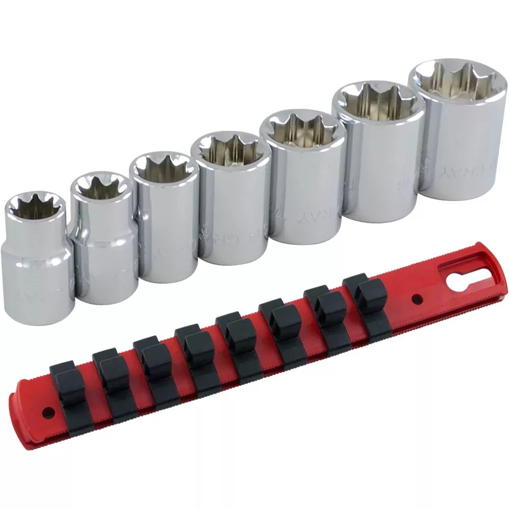 Socket Set - Gray Tools 3/8" Dr. 7 Piece 8 Point Standard SAE Double Square Socket Set, 25407