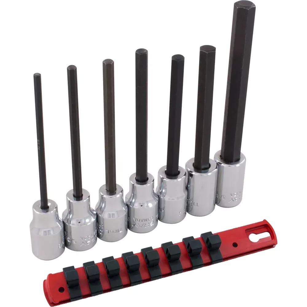 Socket Set - Gray Tools 3/8" Dr. 7 Piece SAE Extra Long Hex Head Socket Set, 25617