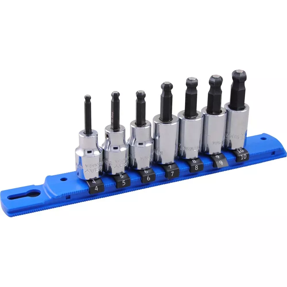 Socket Set - Gray Tools 7 Piece 3/8" Drive Metric Ball Nose Hex Socket Set, 29707
