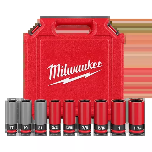Socket Set - Milwaukee SHOCKWAVE Impact Duty™ 1/2 Drive SAE & Metric 9PC Lug Nut Wheel Socket Set, 49-66-7832