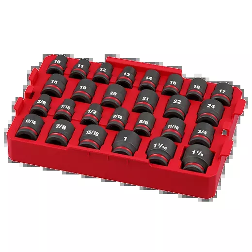 Socket Set - Milwaukee SHOCKWAVE Impact Duty™ Socket 1/2” Dr 27PC SAE TRAY Set, 49-66-6819
