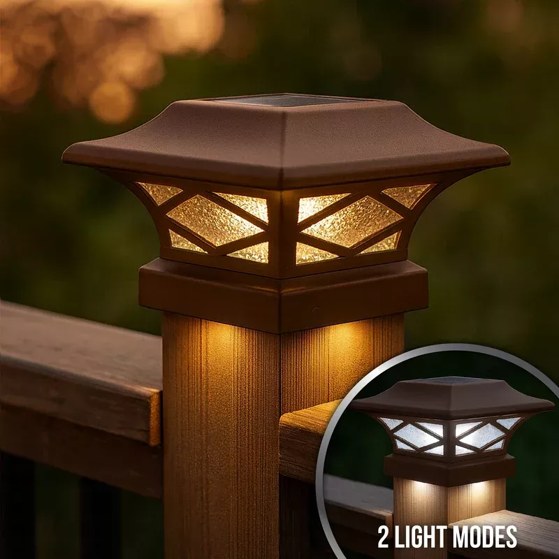 Solar Post Cap - Classy Caps Kingsbridge Brown Dual Lighted, SLK807C